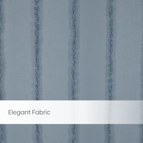Image of haus & kinder Decorative Sheer Door Curtain 7 Feet Pack of 1 | Aesthetic Decor Long Curtain Feather Fringe Blue 120 x 213 cm