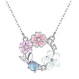 [ＴｉｎｇＴｉｎｇ　Ｒｏｓｅ] 十二か月 季節の花 花咲くペンダント シルバー レディースネックレス 3月 桃の花