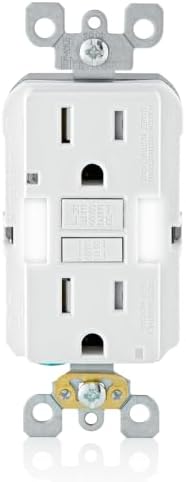 Leviton Slim GFCI Outlet with Guidelight, 15 Amp, GFNL1-W, White