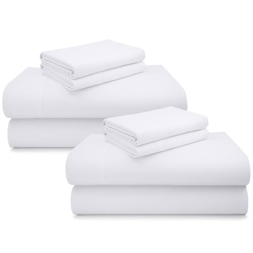 Image of California Design Den 2-Pack King Sheets Sets - Luxury 600 Thread Count Sateen, 100% Cotton Sheets King Size Deep Pocket Set, Soft, Crisp and Durable Bedding - White