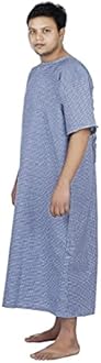 Avneel Women Poly Cotton Both Side Wearable Hospital Use Patient Casual Style Gown (Blue, Free Size )