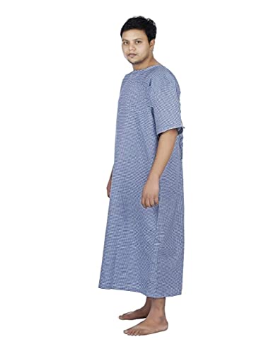 Avneel Women Poly Cotton Both Side Wearable Hospital Use Patient Casual Style Gown (Blue, Free Size )