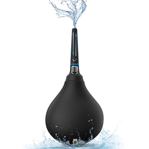 Image of Enema Douche Anti Back-Flow,Silicone Enema Reusable Anal Douche Cleaner for Men Women Colon Cleansing,Shower Douche with Spouts Connected to Shower Hole,Vaginal Cleaner (Black, 10oz)