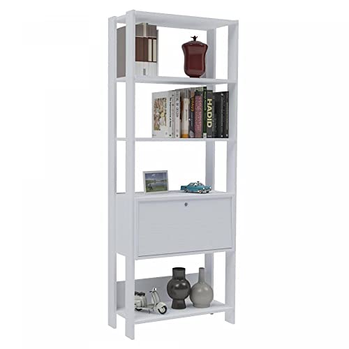 Estante para Livros 4 Prateleiras 1 Porta Mdp Industrial Match Artely Branco