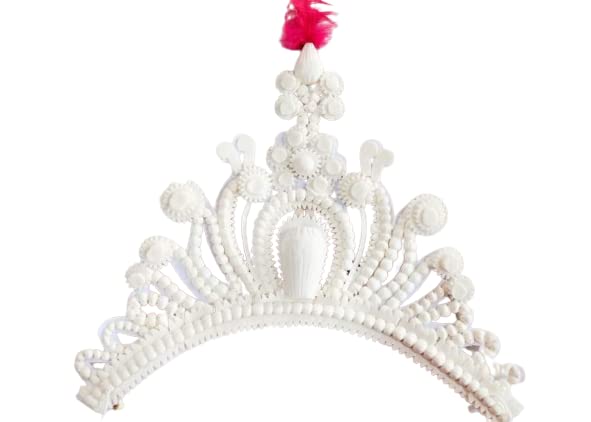 BengCraft Women Bengali Style Bridal Crown, Biyer Mukut, White Shola Hair Accessories for Marriage and Weddings, White Trendy Design Solar Topor Mutuk