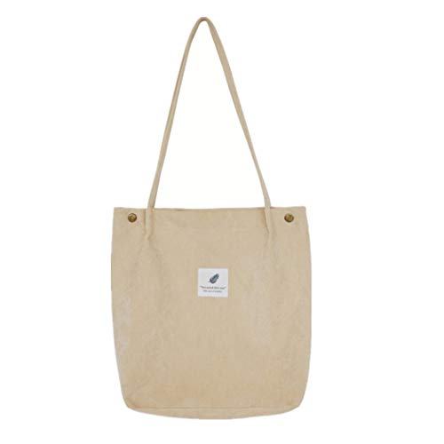 oukesin Bolso Bandolera Mujer Pana Simple Gran Capacidad Casual, Beige Cover