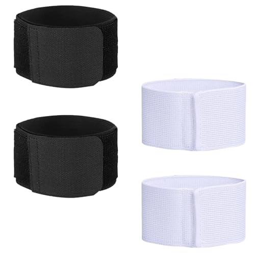 Vueinrg Protège-Tibia et Bandes de Maintien Réglables pour Enfant et Adulte (Noir, Blanc)