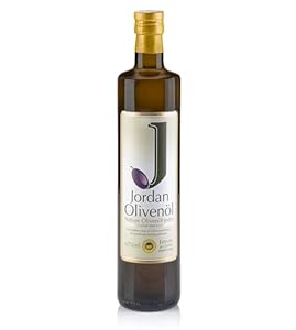 Jordan Olivenöl – Natives Olivenöl Extra - Flasche - 750 Milliliter - Öl kaltgepresst - griechische Oliven von Lesbos aus Jordans Olivenhainen - Ölflasche mit integriertem Ausgiesser & Tropfschutz