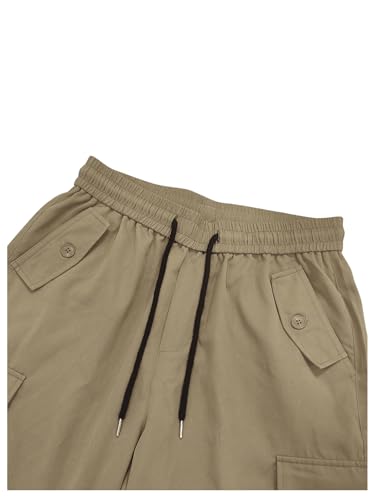 SHENHE Men's Elastic Waist Drawstring Loose Outdoor Hiking Streetwear Cargo Pants4