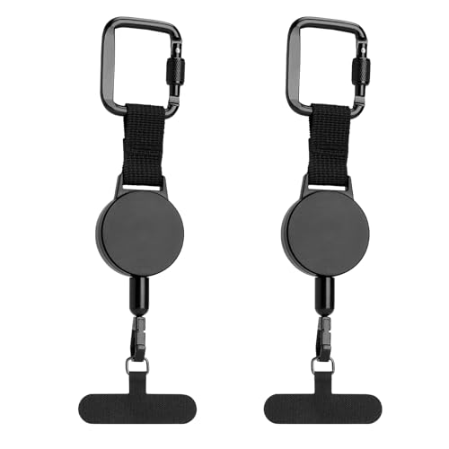 2PCS Handy Sicherung Ausziehbar Smartphone Sicherung mit Verriegelbarem Karabiner Handysicherung Outdoor Ausziehbar mit Stahlseil Handy Diebstahlschutz Einziehbare Diebstahlsicherung Für Reisen Alltag