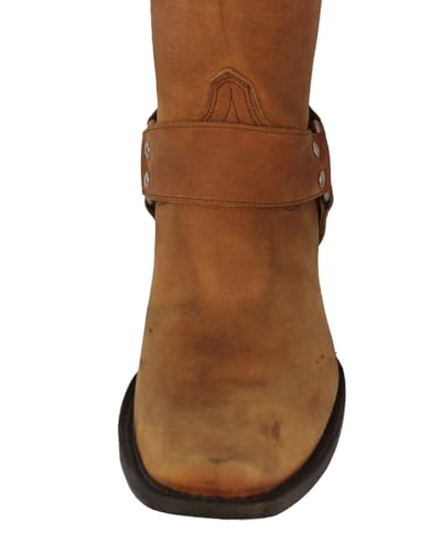 Texas Legacy Mens Rider Light Brown Western Cowboy Boots Leather Harness Square Toe4