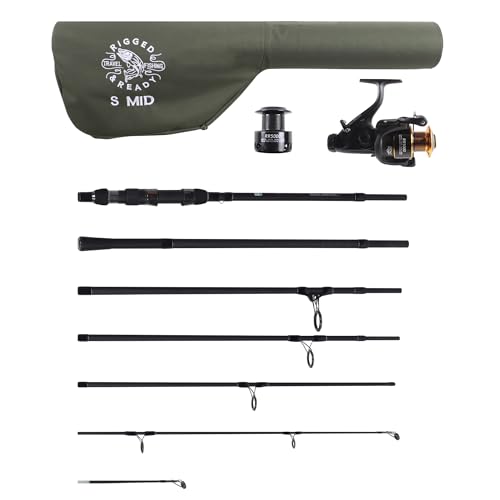Rigged and Ready S Mid Rod & Reel Combinazione Potente Carp, Predator e Light Sea Canna + 2 punte + custodia. 320 cm (10.5') + 270 cm (8.85') Opzioni + RR5000 Esca Runner Reel + bobina di ricambio