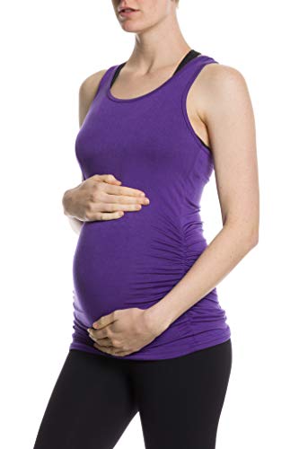 Cloya Maternity Long Racerback Tank Top (Xl, Purple) #TOP1