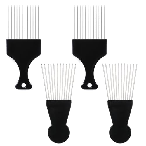 Picks de pelo metálicos para cabello rizado, pack 4 miniatura 1