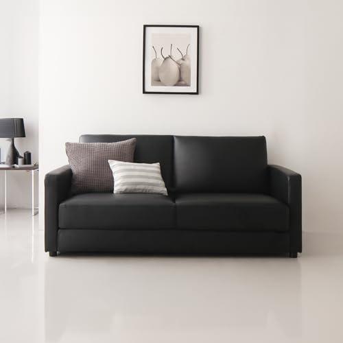 RUCOLA CASA ソファーベッド 2人掛け 160 ダブルサイズ PVCレザー ローベッドや フロアベッドに 2WAY ブラック 2.5シーター