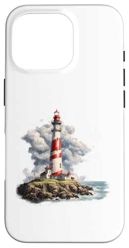FUN LIGHTHOUSE TSHIRT.Light HOUSE W/CLOUDS/OCEAN SHORE X}zP[X iPhone 16 Pro p