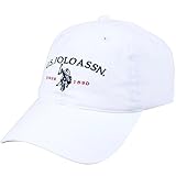 U.S Polo Assn. Baseball Cap, 100% Cotton Adjustable Dad Hat for Men and Women, Since 1890 and Horse Logo, White, One Size