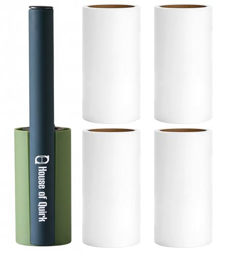 Image of House of Quirk Portable Lint Roller for Pet Hair - 4-Pack, 240 Sheets Total (60 Sheets Each), Hair Remover for Clothes & Furniture, Dogs & Cats (Green)