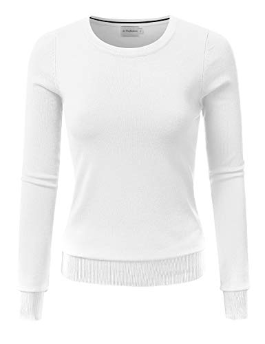 JJ Perfection Simple Soft Knit Sweater Crew Neck Long Sleeve Casual Basic Pullover Sweater Tops for Womens with Plus Size