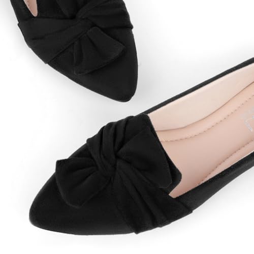 Image of MUSSHOE Comfortable Office Flats for Women: Pointed Toe Work Shoes with Memory Foam - Dressy Business Casual Slip On Flats for Commute & All Day Wear