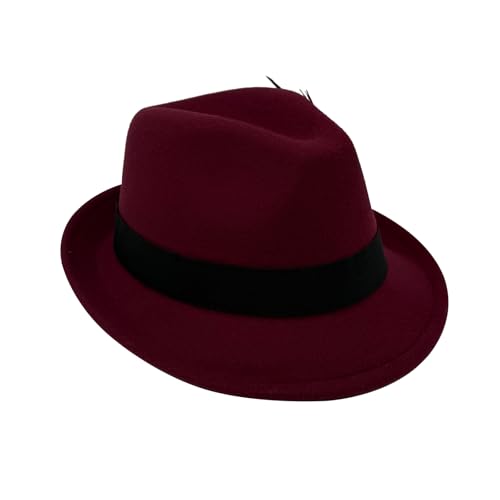 Image of Unisex Trilby Hats Classic Fedora Hats for Women Men Dress Hats Felt Short Brim Fedoras Hat Panama Hat with Band