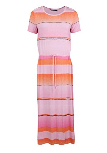 Marc Aurel Kurzarm Kleid Rundhals Taillenzug mit Binde-Detail Ringel rosa...