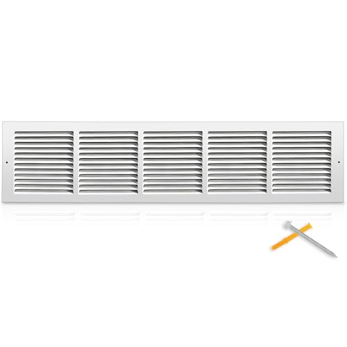 Fancat 30x6 Duct Opening | Steel Return Air Grille | Vent Cover Grill for Sidewall and Ceiling | HVAC Cold Air Intake Grille | White | Outer Dimensions: 31.75"W X 7.75"