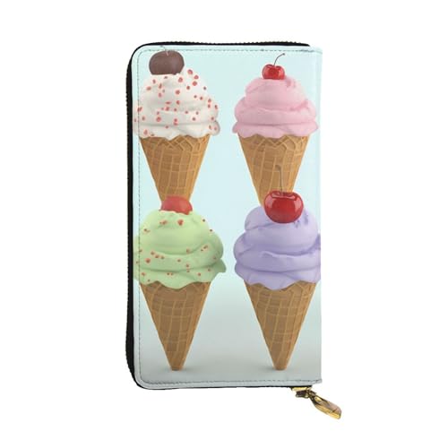 Ice Cream Cones Wallet For Women Men Clutch Rfid Blocking Leather Wallets Large Capacity Purse Credit Card Holder Money Case With Zipper Phone Holder Long Travel Purse