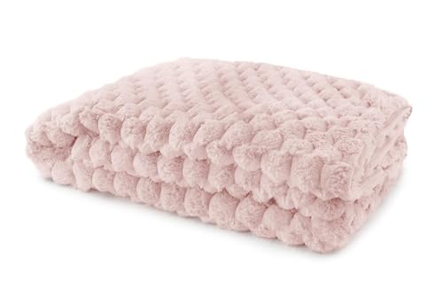 Image of Emma Barclay Lush Luxurious Fluffy Faux Rabbit Fur Throw Blanket (Blush Pink, 55x71 (140x180cm))