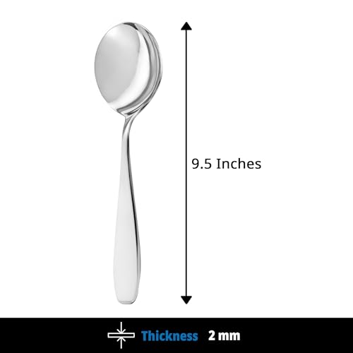 Image of Culinex Premium Stainless Steel 9.5 inch Oval Serving Spoon Set of 2, Deluxe| All Purpose Kitchen Serving Spoon, Silver Rustproof Dishwasher Safe Kitchen Tools, Tableware By thinKitchen