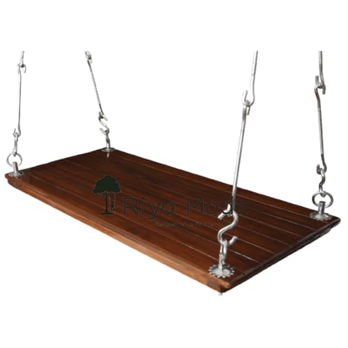 Riyo Moda® 2 Seater Indoor Teak Wood Hanging Swing Set...