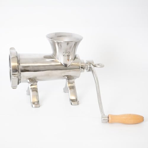 Lehman's Clamp-Down Meat Grinder #22, Manual Hand-Cranked Stainless Steel Meat Grinder for Home Use, Easy to Clean and Store