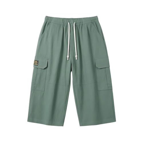 Pantalón cagao capri para hombre en algodón transpirable estilo bombacho vintage de tres cuartos