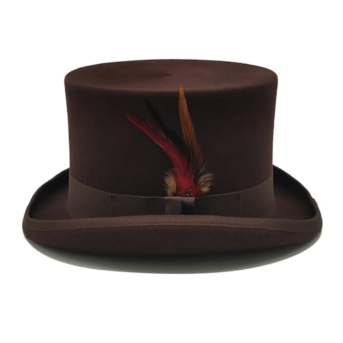 Image of Wool Top Hat for Men Women Topper Hat Mens Tall Tophat Christmas Costume