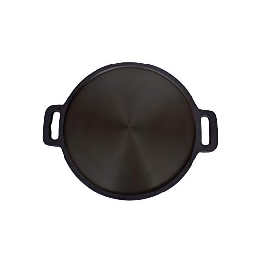 Highkind Cast Iron Dosa Tawa 12 inch Pre-Seasoned, Perfect for Cooking on Gas, Induction and Electric Cooktops - Black