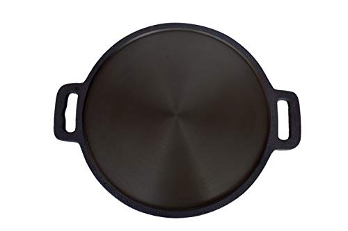 Highkind Pre-Seasoned Cast Iron Dosa Pan with Loop Handles, 12