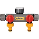 HOZELOCK - Multi-Tap Connector 2-Way : Ideal for Creating 2 Circuits on a Single Tap, With Independent Flow Valve for Each Outlet [2252 0000]