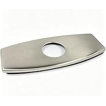 BWE 6 Inch Brushed Nickel Stainless Steel Sink Hole Cover, 1/3 Hole Deck Escutcheon Plate, 4 Inch Center Hole Spacing Faucet Cover for Bathroom Vessel Vanity Basin