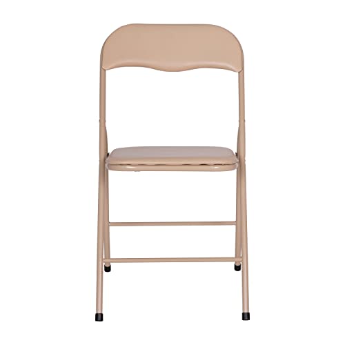 Image of EMMA + OLIVER Tan Square Folding Card Table and Chairs Set for 4 Players