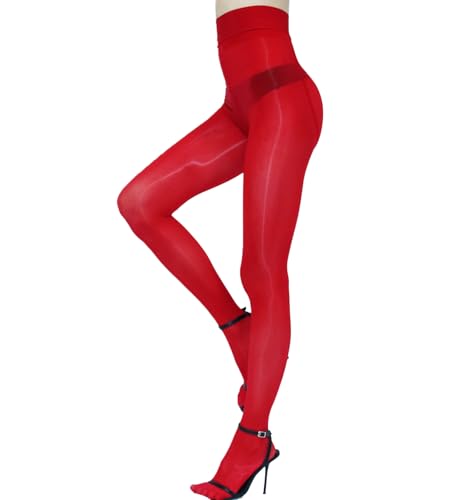 Image of Women's Oil Shiny Pantyhose High Waist Sheer Shimmer Tights Control Top Glossy Pantyhose for Women