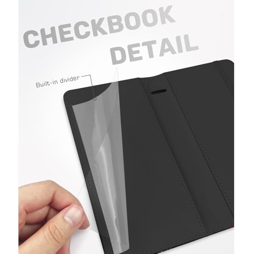 Image of Printed Checkbook Cover, RFID Blocking Checkbook, Stylish, Lightweight, Slim Durable, Multi-Functional Checkbook Holder for Personal and Business Checks (Rose)