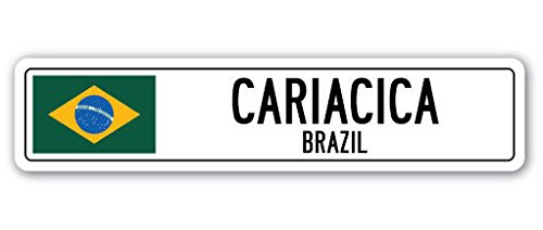 Cortan360 CARIACICA, BRAZIL Street Sign Decal Brazilian flag city country road wall gift 8" Sticker Decal