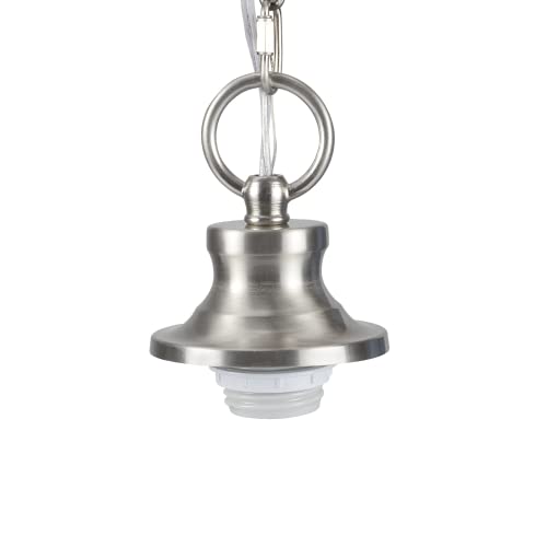 Image of Aspen Creative 21050-21, Indoor Pendant Light Kit, 6' SPT-1 Silver Wire / 5' Steel Chain. Socket Cup: 3-1 /2 inch W x 1-15 /16 inch H. Suitable: 6 inch D. to 18 inch D. Pendant Shade. Satin Nickel. 1 Pack.
