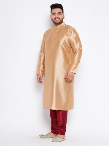 Image of Vastramay Plus Men's White Silk Blend Kurta Pyjama Set VPLUSMKWH001nPBL 44 | Independence Day