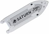 12' Saturn Extra-Wide Inflatable Micro Skiff MSUP365. Uniquely Shaped, Light Inflatable Extra Wide Paddle Board, with Outline of Inflatable Motor Boat.