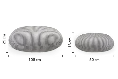 XDREAM Bodenkissen aus Kord Ø 105 cm | Yogakissen, Meditationskissen, Sitzkissen, Sitzpouf mit hochwertigem Kordbezug | Oeko TEX Zertifiziert | Höhe 25 cm