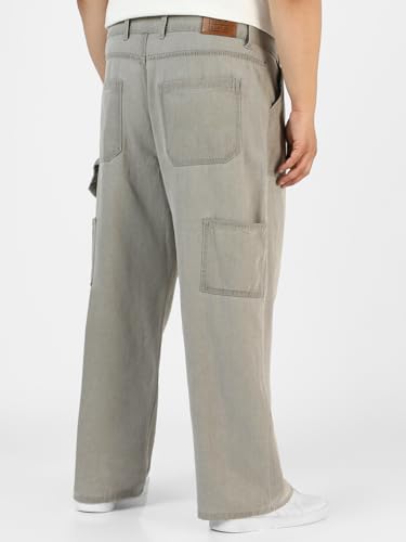 Image of Urbano Plus Men's Loose Mid Rise Baggy Fit Cargo Carpenter Jeans with 6 Pockets Non-Stretchable