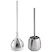 mDesign Bathroom Toilet Bowl Brush and Plunger - Pack of 2, Brushed Stainless Steel/White