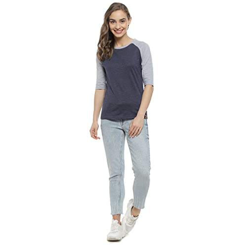 Image of PINACOLADA Women's Grey Colour-Blocked Full Sleeve Regular Fit Top for Casual Wear | Structured Top Crafted with Comfort Fit and High-Performance for Everyday Wear