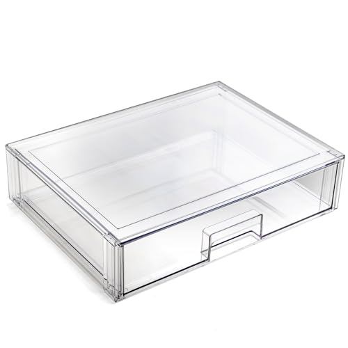 BINO | Stackable Storage Drawers, Shallow X-Large – Clear | THE CRATE COLLECTION | Storage Bins With Drawers Bathroom Organizers and Storage Organization and Storage Under Sink Organizer Vanity Home